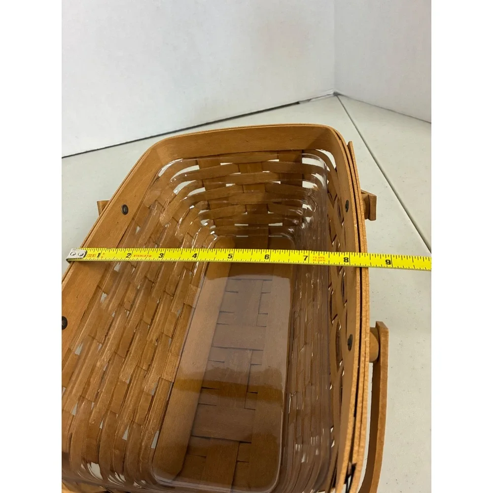 Longaberger 2009 Rectangular Woven Wood Basket with Handles and Liner‎ 12.5in